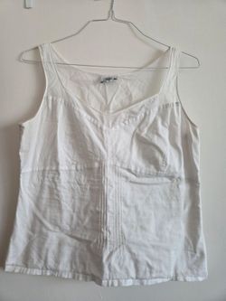 White Cotton Sleeveless Tank Top