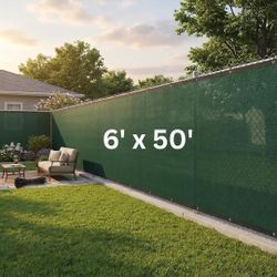 6 x 50 FT Privacy Screen with 90% Blockage, Dark Green