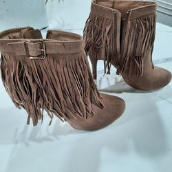Suede Fringe Ankle Boots 