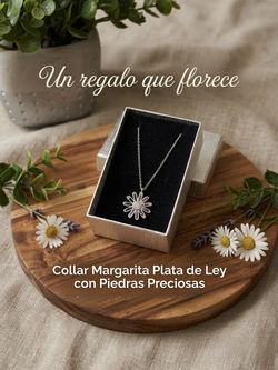 Sterling Silver Daisy Necklace with Colorful Stones