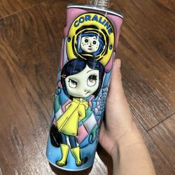 Custom 20oz Coraline Starbies Drink Theme Design  Stainless Steel Skinny Tumbler