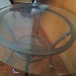 Two Round Living Room Tables  And A Rectangular Glass Table 