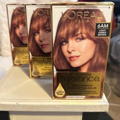 L’ORÉAL 6AM Light Amber Brown Hair Color- Qty Of 3 NEW