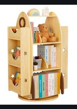 Rotating Kids Wooden Bookshelf Tower