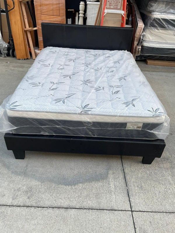 Queen Bed Open Box As Is With Mattress Bamboo Pillow Top 
