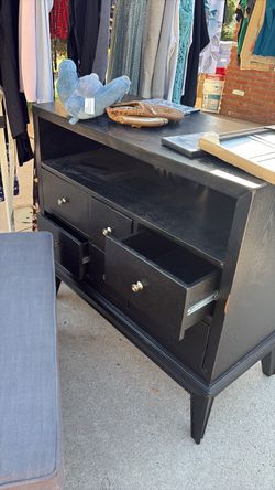 FREE - Black Wood TV dresser with Open Shelf