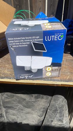 Luttec Motion Activated Solar Security Light, LED Outdoor Flood Light with Motion Sensor, 2500 Lumens, Waterproof Wall Mount Solar Powered Security Li