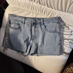 Rhinestone Denim Shorts