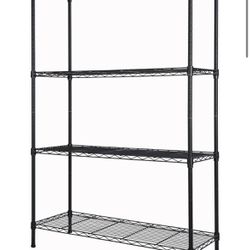 4-Shelf Adjustable Heavy Duty Storage Shelving Unit, Metal Organizer Wire Rack for Laundry Bathroom Kitchen Pantry Closet, Black