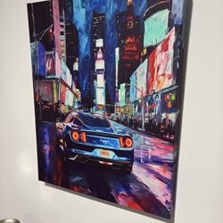 Cityscape Car Canvas Wall Art 