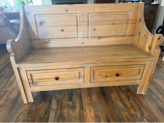 Wood bench with two drawers