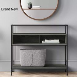 Brand New Project 62 Fulhan Glass Top Console Table With Wood Shelves
