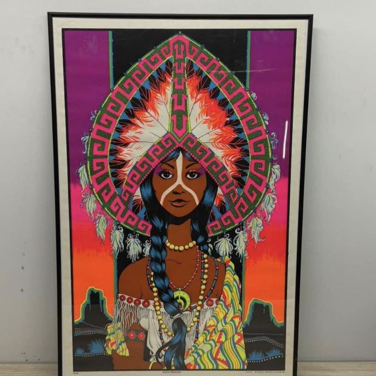 Peace Princess 1970S Black Light Poster