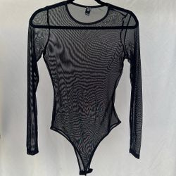 Windsor Size Medium Long Sleeve Sheer Black Bodysuit 