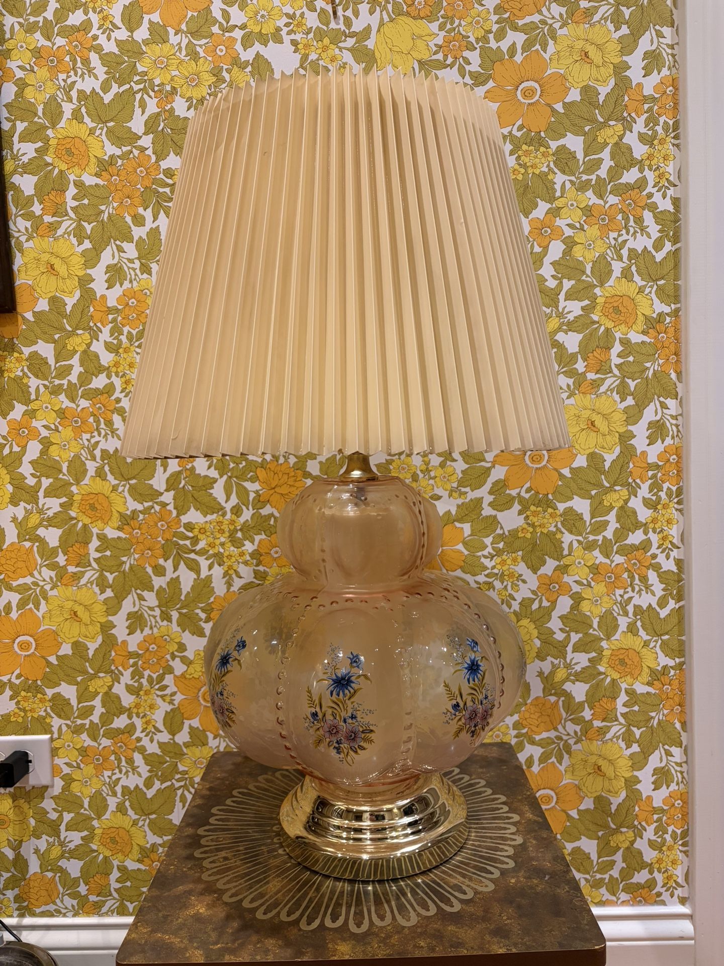 Carl Falkenstein Hollywood Regency Pink Melon Beaded Bubble Lamp With Shade