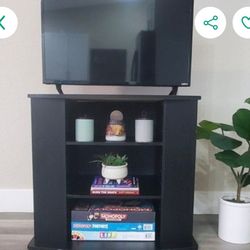Black TV Stand with Shelves