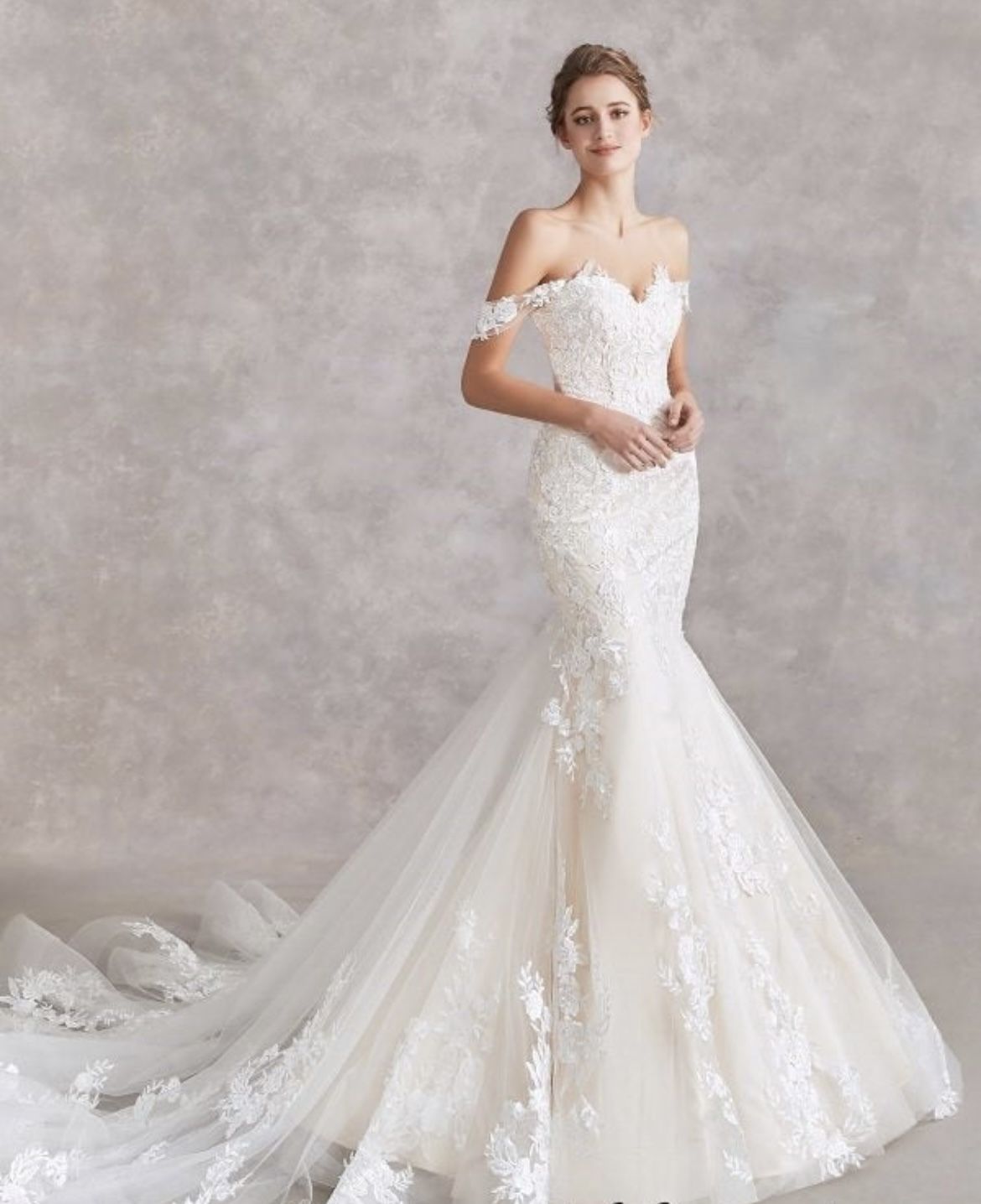 Mermaid Wedding Dress With Lace Matching Veil
