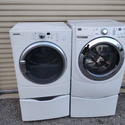 Maytag Epic Z Dryer and 4000 Series Washer Set with Pedestals