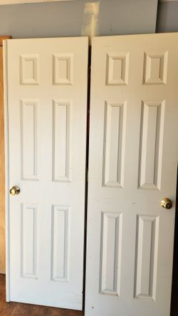 Interior Double Door 6 Panel Wood Grain