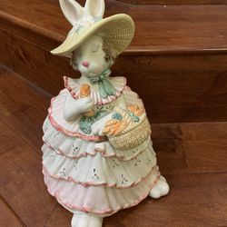 Fitz And Floyd Scarlet O Hare Cookie Jar Never Be Hungry Rabbit Bunny 1989 