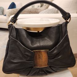 Brand New Black Leather Ferragamo Shoulder Purse With Dust Bag