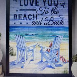 DIY 5D Artificial Diamond Painting Kit”Love You To The Beach” No Frame