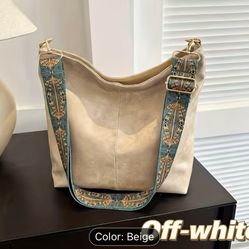 Bohemian Style Large Capacity Women'S Shoulder Bag, Vintage Wide Strap Crossbody Bag, Casual Commuting Bag. A Versatile Retro-Style Large Capacity Com