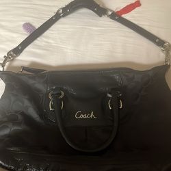 Coach Ashley Black Leather Satchel/ Carryall- Convertible Shoulder Bag