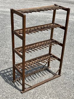 ANTIQUE INDUSTRIAL PRIMITIVE COBBLERS OAK SHOE OR WINE RACK