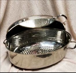 Wolfgang Pucks 12 Qt Roaster Cafe Collection 18/10 Stainless Steel w/Lid