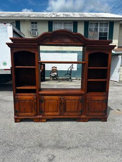 Large Wood Entertainment Center with Mirror
