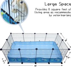 Spacious 8 Sq Ft Expandable Guinea Pig Cage - 12 Panel Playpen Indoor Habitat