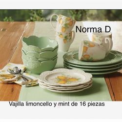 Vajilla Mint Y Limoncello De 16 Piezas Nuevas En Sus Cajas 🌺 Princess House 🌺