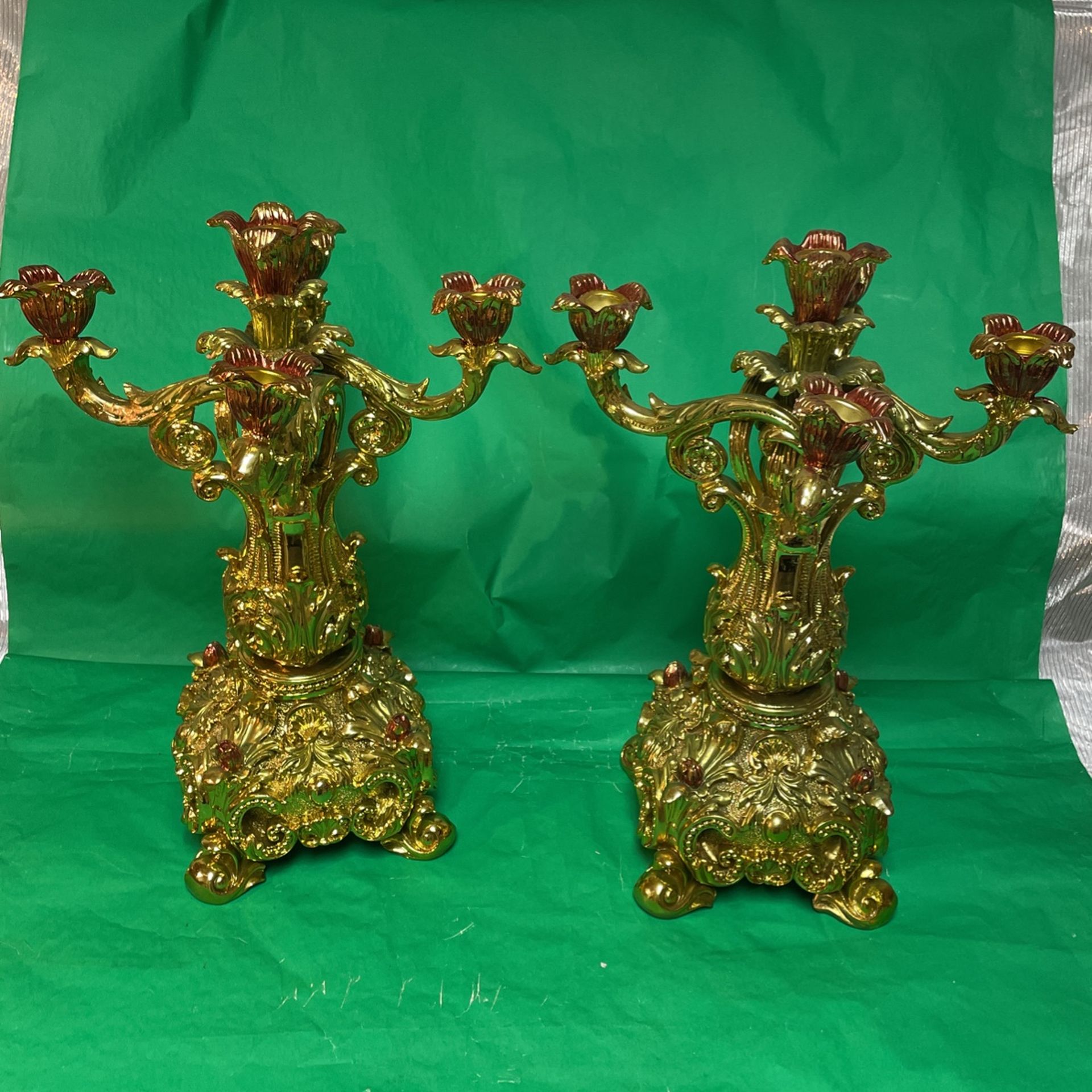 Pair Of Gold Candle Holder