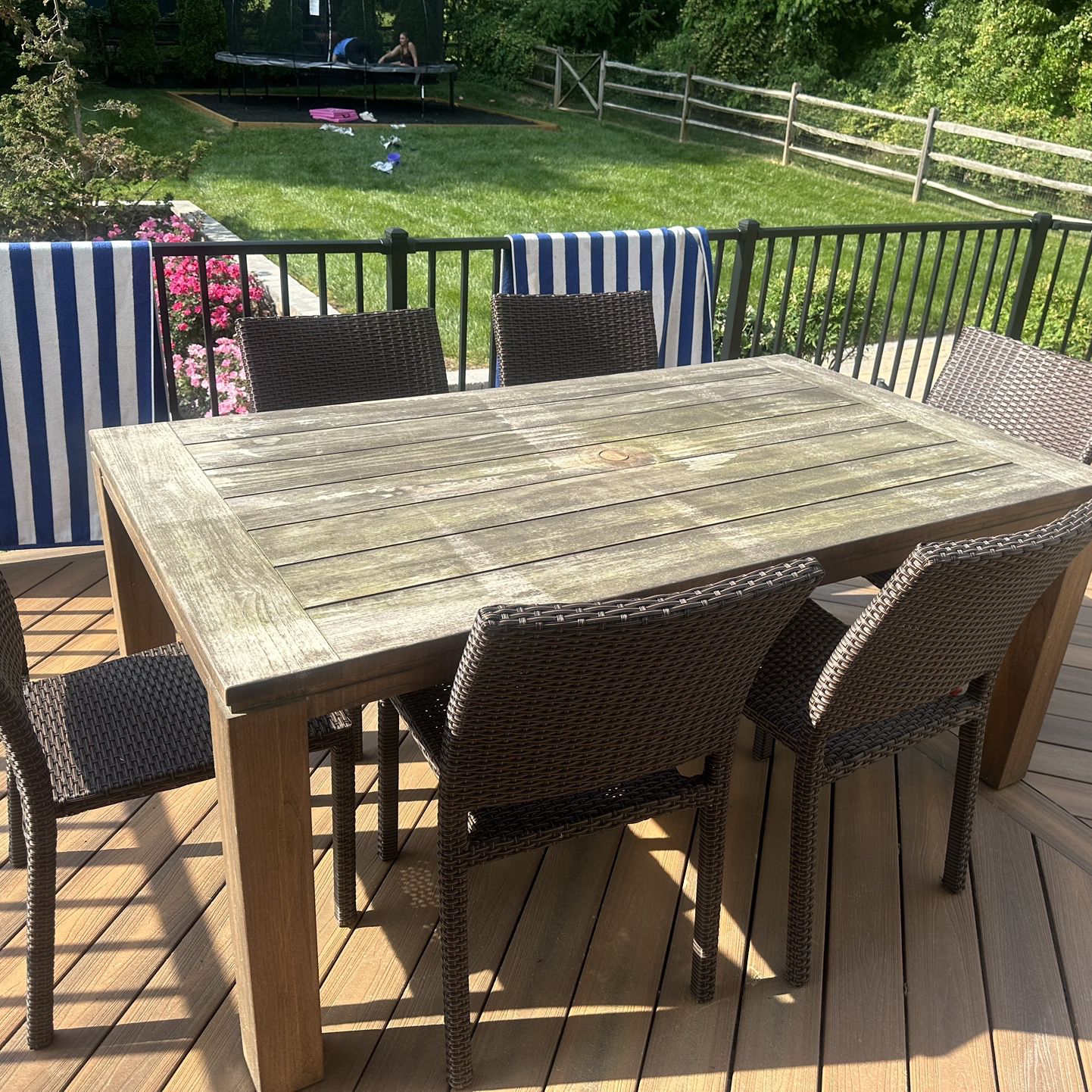 Teak Wood Outdoor Dining Table, 7 Piece 