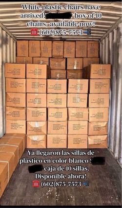 Box Of 10 White Folding Plastic Chairs Caja De 10 Sillas Plegables De Plástico Blancas