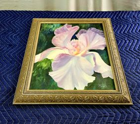 Vintage Original Art Iris Painting