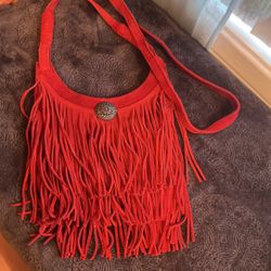 idyllwind red fringe purse