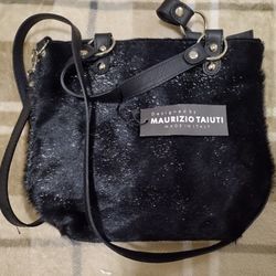 MAURIZIO TAIUTI Black Leather Handbag, Shoulder Bag NEW 