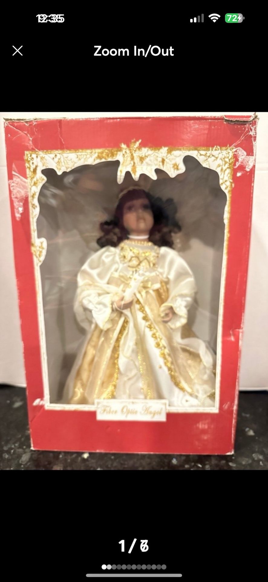 Vintage Fiber Plug in Angel Doll Optic Lights & Motion Tree Topper