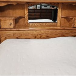 Wooden Bed Frame W/ Bedside Drawers
