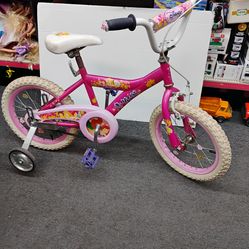 16 inch girls princess bike ready to ride with training wheels