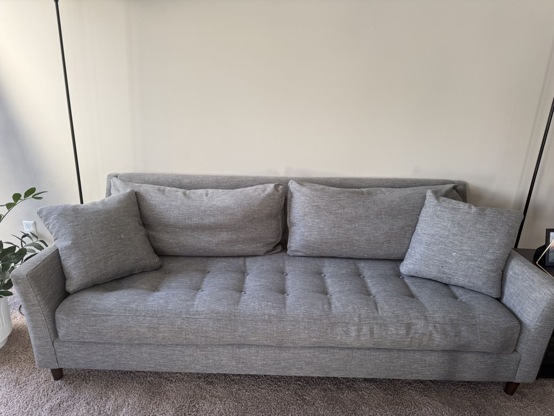 80inch Gray Feather Filled Couch