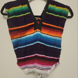 Mexican  Gaban Zarape Poncho Costume Small Kids Ages 4-8