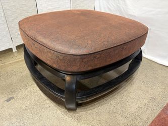 Brown Leather Embossed Ottoman
