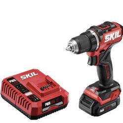 SKIL PWR CORE 12 Brushless 12V 1/2 In. Compact Varible-Speed Drill Driver Kit with 1/2'' Single-Sleeve, Keyless Chuck & LED Worklight Includes 2.0Ah B