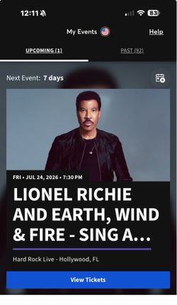 Lionel Richie Hard Rock Live Hollywood w/ Earth Wind and Fire