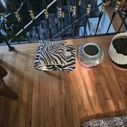 Zebra Print Chair And Ottoman 