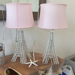 Pair Of Pink Eiffel Tower Table Lamps! Must Sell!