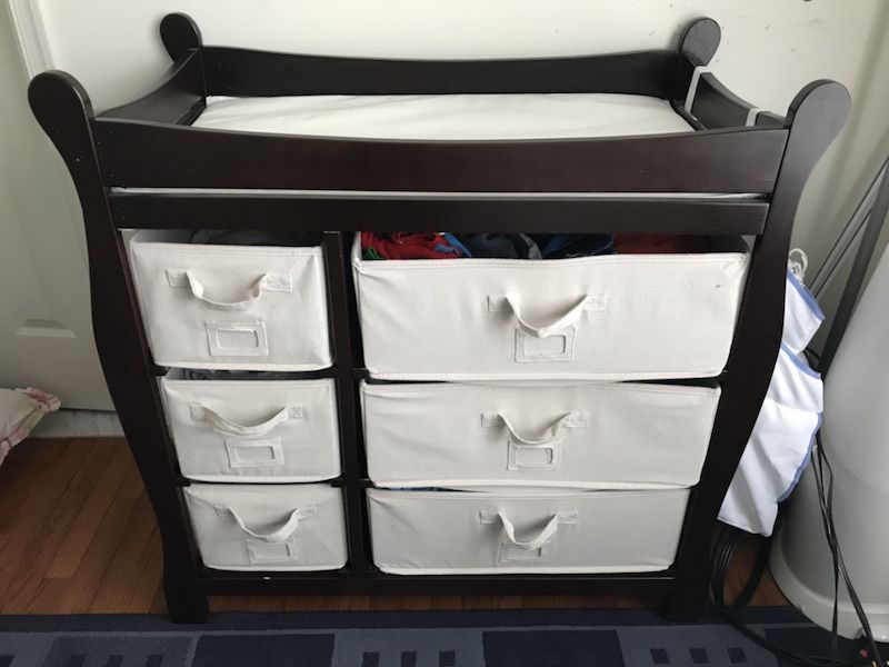 Wood BABY CHANGER with 6 Storage Drawers